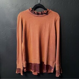 Sioni Milano Brown Sweater with Ruffle Collar Size:L great condition
